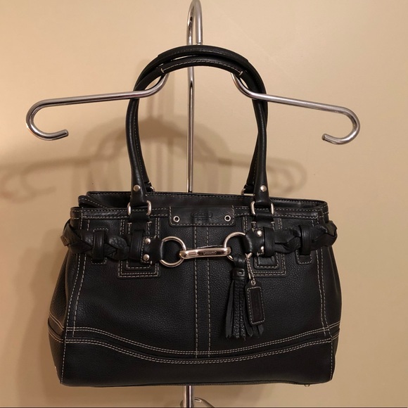 Coach Handbags - Coach Hampton Braided Black Leather Bag